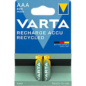 VARTA Akku Recycled Blister 2, wiederaufladbar, 800mAh, Micro AAA, 2 Stück