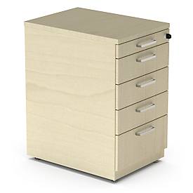 Vast ladeblok BEXXSTAR , 4 laden, materiallade, B 430 x D 600 x H 740 mm, ahorn