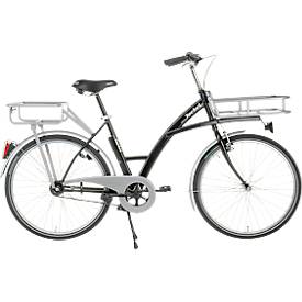 Vélo de transport, cadre en acier, avec porte-charges à roue avant, éclairage inclus, noir RAL 9005