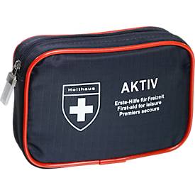 Verbandtasche AKTIV, inkl. bedarfsgerechter Füllung, B 160 x T 40 x H 110 mm, Nylon, blau-rot