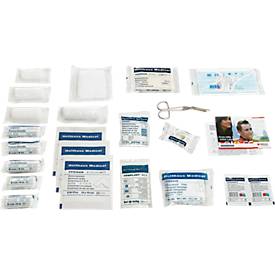 Verbandtasche MONZA, für das Auto, Inhalt nach DIN 13 164, B 250 x T 70 x H 150 mm, Nylon, blau-rot