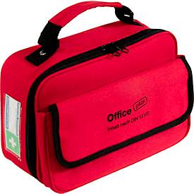 Verbandtasche Office plus, Inhalt nach DIN 13 157, mit Außentasche, inkl. DIN A5 Verbandbuch & Stift, B 260 x T 100 x H 170 mm, Nylon, rot