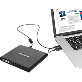 Verbatim CD-/DVD-Brenner Slimline, extern, USB 2.0, Stromversorgung über USB