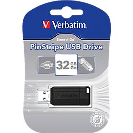 Verbatim USB-Stick PinStripe, Speicherkapazität 8 bis 64 GB, mit Schiebemechanismus, 32GB