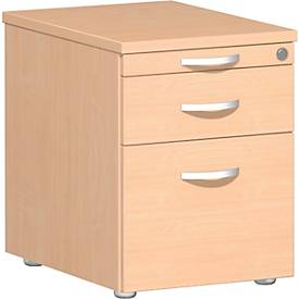 Verrijdbaar ladeblok ALICANTE, 1 schuiflade, hangmappenlade, B 430 x D 600 x H 566 mm, beukenpatroon