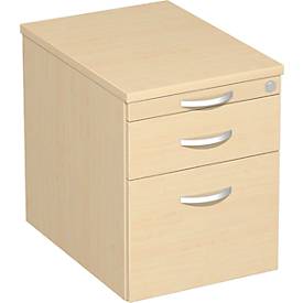 Verrijdbaar ladeblok ALICANTE, 1 schuiflade, hangmappenlade, B 430 x D 600 x H 566 mm, esdoornpatroon