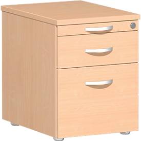Verrijdbaar ladeblok PALENQUE, 1 schuiflade, hangmappenlade, B 430 x D 600 x H 566 mm, beuken