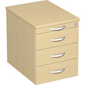 Verrijdbaar ladeblok PALENQUE, 3 schuifladen, B 430 x D 600 x H 566 mm, esdoorn