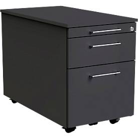 Verrijdbaar ladeblok Toledo, 2 laden, hangmappenlade, B 420 x D 800 x H 540 mm, afsluitbaar, antraciet