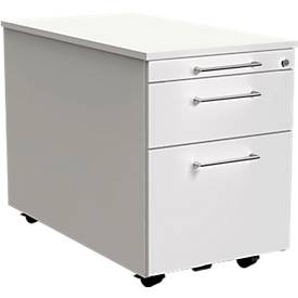 Verrijdbaar ladeblok Toledo, 2 laden, hangmappenlade, B 420 x D 800 x H 540 mm, afsluitbaar, wit