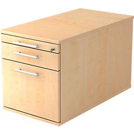 Verrijdbaar ladeblok ULM, 1 materiaallade, 1 schuiflade, hangmappenlade, B 428 x D 800 x H 512 mm, esdoorn