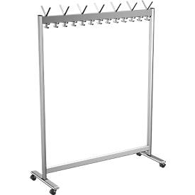 Verrijdbare staande kapstok - metaal - l. 960 x D 500 x H 1750 mm