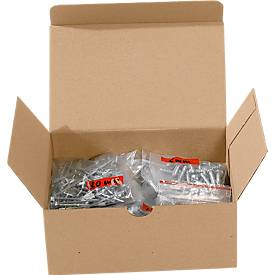 Versandkartons, Automatikboden & wiederverschließbarer Klappdeckel, bis 20 kg, Innenmaße L 175 x B 105 x H 75 mm, Wellpappe, braun, 50 Stück