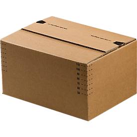 Versandkartons, Automatikboden & wiederverschließbarer Klappdeckel, bis 20 kg, Innenmaße L 305 x B 215 x H 135 mm, Wellpappe, braun, 50 Stück
