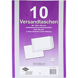 Versandtaschen Eurokuvert, DIN B4, ohne Fenster, haftklebend, 10 Stück, Papier, weiß