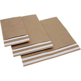 Versandtaschen SecureLop von MD Securepack®, doppelter Klebeverschluss, B 405 x L 480 mm + 2 x 40 mm Bodenfalte, Kraftpapier, braun, 50 Stück