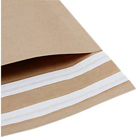Versandtaschen SecureLop von MD Securepack®, doppelter Klebeverschluss, B 405 x L 480 mm + 2 x 40 mm Bodenfalte, Kraftpapier, braun, 50 Stück