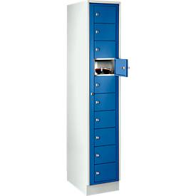 Verteilerschrank, mit Zentraltür, Abteilbreite innen 350 mm, Breite 350 mm, 10 Fächer, enzianblau
