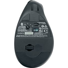 Vertikalmaus Kensington MY630 EQ Pro Fit™ Ergo M, kabellos, wiederaufladbarer Akku, 6 Tasten und Scrollrad, 1000/1600/2400 dpi, PCR, schwarz