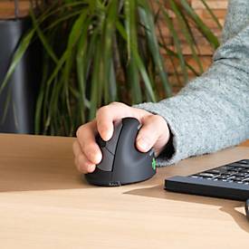 Vertikalmaus R-Go HE Break, ergonomisch, für Rechtshänder, 400-2400 dpi, 5 Tasten & Scrollrad, LED-Pausenanzeige, Bluetooth, Größe S, schwarz