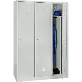 Vestiaire, 3 portes, l. 1200 x H 1800 mm, serrure à cylindre, gris clair