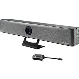 Videobar Barco ClickShare Bar Pro, für mittelgroße Räume, 3840 x 2160 px, 2 x 10 W, USB/LAN/WLAN, mit 2 ClickShare Buttons, schwarz