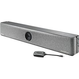 Videobar Barco ClickShare Bar Pro, für mittelgroße Räume, 3840 x 2160 px, 2 x 10 W, USB/LAN/WLAN, mit 2 ClickShare Buttons, schwarz