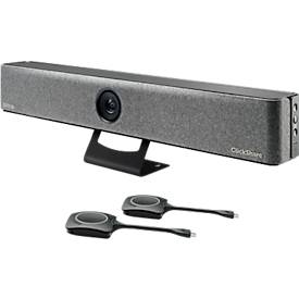 Videobar Barco ClickShare Bar Pro, für mittelgroße Räume, 3840 x 2160 px, 2 x 10 W, USB/LAN/WLAN, mit 2 ClickShare Buttons, schwarz