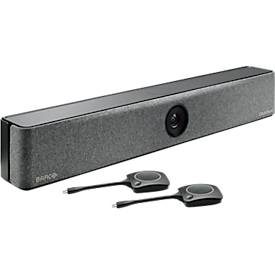 Videobar Barco ClickShare Bar Pro, für mittelgroße Räume, 3840 x 2160 px, 2 x 10 W, USB/LAN/WLAN, mit 2 ClickShare Buttons, schwarz