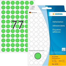 Vielzweck-Etiketten HERMA 2235, selbstklebende Markierungspunkte, Ø 13 mm, permanent haftend, 32 Blatt, Papier, matt, grün