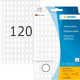 Vielzwecketiketten Herma, 8 x 12 mm, selbstklebend, permanent, matt, 3840 Stück, weiß