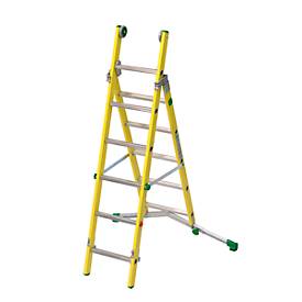 Vielzweckleiter Facal Vetroprima, 2-teilig, verstellbare Traverse, EN 131-1 & EN 61478, div. Sprossenanzahl, GFK