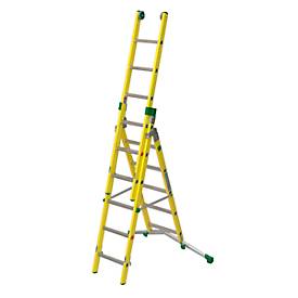 Vielzweckleiter Facal Vetroprima, 3-teilig, verstellbare Traverse, EN 131-1 & EN 61478, div. Sprossenanzahl, GFK