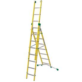 Vielzweckleiter Facal Vetroprima, 3-teilig, verstellbare Traverse, EN 131-1 & EN 61478, div. Sprossenanzahl, GFK