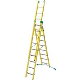 Vielzweckleiter Facal Vetroprima, 3-teilig, verstellbare Traverse, EN 131-1 & EN 61478, div. Sprossenanzahl, GFK