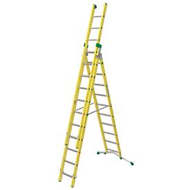 Vielzweckleiter Facal Vetroprima, 3-teilig, verstellbare Traverse, EN 131-1 & EN 61478, div. Sprossenanzahl, GFK