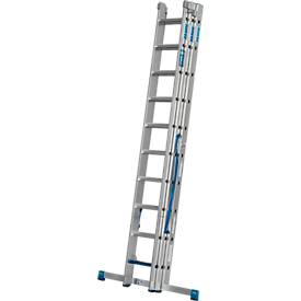 Vielzweckleiter Krause, 3-teilig, Stufen T 80 mm & Sprossen T 30 mm, Quertraverse, TRBS 2121-2, mit 3 x 10 Sprossen, Alu