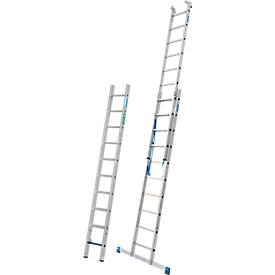 Vielzweckleiter Krause, 3-teilig, Stufen T 80 mm & Sprossen T 30 mm, Quertraverse, TRBS 2121-2, mit 3 x 10 Sprossen, Alu