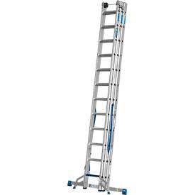 Vielzweckleiter Krause, 3-teilig, Stufen T 80 mm & Sprossen T 30 mm, Quertraverse, TRBS 2121-2, mit 3 x 12 Sprossen, Alu