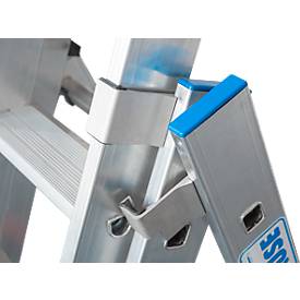 Vielzweckleiter Krause, 3-teilig, Stufen T 80 mm & Sprossen T 30 mm, Quertraverse, TRBS 2121-2, mit 3 x 12 Sprossen, Alu