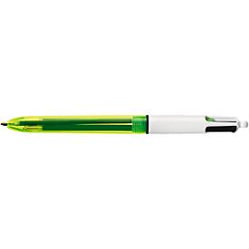 Vierfarbkugelschreiber BIC® 4 Colours® Fluo, dokumentenecht, 0,4 mm, inkl. Neongelb zum Highlighten