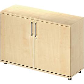 Schäfer Shop Genius Vleugeldeurkast TETRIS WOOD - B 1200 x D 421 x H 800 mm - 2 OH - hoogte inclusief glijders - ahorn decor - ons merk 