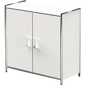 Vleugeldeurkast Toledo, met zicht-achterwand, afsluitbaar, 2 ordnerhoogten, B 800 x D 380 x H 780 mm, wit