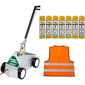 Vloermarkeerder Perfect-Striper + 12 blikken gele markeringsverf SET + veiligheidshesje GRATIS