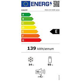 Vollraumkühlschrank exquisit KS16-4-E-040E, 100 W, 109 l, 40 dB, 2 Fächer/1 Kühlfach/1 Frischefach/3 Türfächer, B 550 x T 570 x H 855 mm, weiß