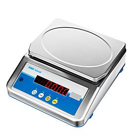 Waage ae ADAM Aqua ABW-16S, ungeeicht, wasserfest, Ablesbarkeit 1 g/Wägebereich bis 16 kg, LED, Netz-/Akkubetrieb, Plattform B 245 x T 180 mm, Edelstahl