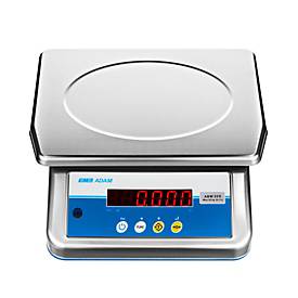 Waage ae ADAM Aqua ABW-32S, ungeeicht, wasserfest, Ablesbarkeit 2 g/Wägebereich bis 32 kg, LED, Netz-/Akkubetrieb, Plattform B 300 x T 210 mm, Edelstahl