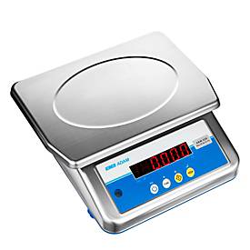 Waage ae ADAM Aqua ABW-32S, ungeeicht, wasserfest, Ablesbarkeit 2 g/Wägebereich bis 32 kg, LED, Netz-/Akkubetrieb, Plattform B 300 x T 210 mm, Edelstahl