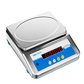 Waage ae ADAM Aqua ABW-8S, ungeeicht, wasserfest, Ablesbarkeit 0,5 g/Wägebereich bis 8 kg, LED, Netz-/Akkubetrieb, Plattform B 245 x T 180 mm, Edelstahl