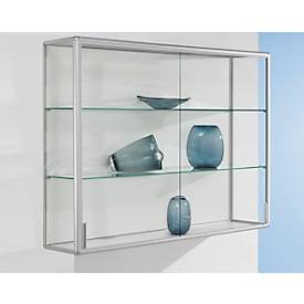 Wand-Präsentationsvitrine, 1020 x 300 x 1020 mm, silber